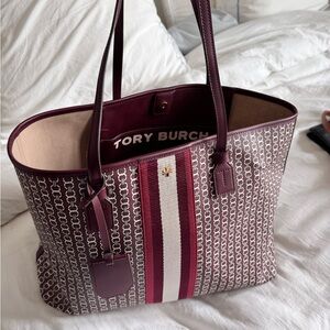 Tory Burch Burgundy Link Tote Bag